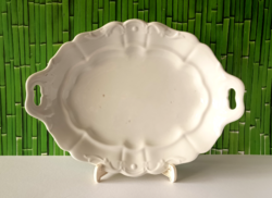 RÉGI FEHÉR INDAMINTÁS VASTAG JELZETLEN ZSOLNAY NAGY SÜLTES,PECSENYÉS TÁLALÓ PARASZT TÁL,PÓTLÁSNAK