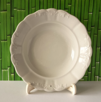 RÉGI FEHÉR INDAMINTÁS VASTAG ZSOLNAY MÉLY TÁNYÉR,PARASZT TÁNYÉR PÓTLÁSNAK