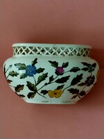 ANTIQUE pierced ZSOLNAY oval planter-1870-from
