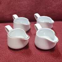 4 db Hollóházi porcelán (2,5 cm magas) tejszínes kiöntő szett – Arany szegéllyel, hibátlan