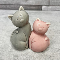 Szürke-rózsaszín cicás kerámia só-bors szóró
