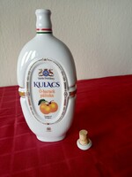 Hollóházi porcelán ó-barack pálinkás kulacs dugóval