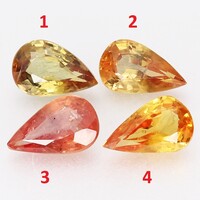 (4) 0.35ct VS 6x3.6mm Kezeletlen Narancs Zafír, Csodálatosan Gyönyörű Drágakő