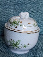 Hollóházi porcelán erika mintás bonbonier vagy cukortartó