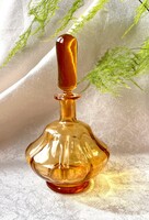 Vintage Blenko Borostyánsárga antik fújt üveg italtartó / decanter dugóval