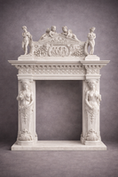 Monumentális sok alakos fehér márvány kandalló