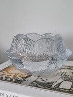 Vintage dán  Holmegaard ( Water Lily) jégüveg tál, mécsestartó, gyertyatartó- 16 cm