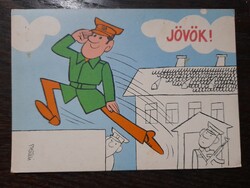 1979 Katonai karikatúra képeslap Rajz-Pusztai Pál
