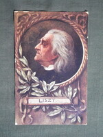 Képeslap,híres emberek, V. Franke festmény,Liszt Ferenc zeneszerző,1915-