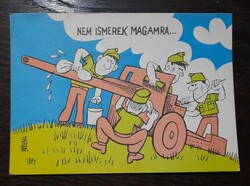 1983 Katonai karikatúra képeslap Rajz-Pusztai Pál