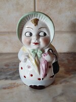 GDR sószóró nénike, asszonyság - retro porcelán figurális fűszertartó