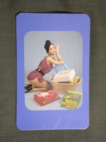 Kártyanaptár,TOMI mosópor,Tiszamenti vegyiművek,Szolnok,erotikus női modell,1988  (2)