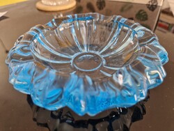 Art Deco "jegeskék" vagy "aqua kék" hamutartó, súlya 400g, átmérője 12cm, magassága 3cm