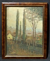 Sándor Turmayer (1879-1953): sunrise (oil painting, size with frame 30x40 cm)