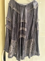 Kézműves szoknya és blúz elegáns szürkéskék L-XL