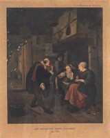 1Z467 Jan Steen festmény olajnyomat reprodukció keretben