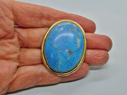 Különleges hatalmas türkizköves ezüst medál