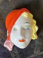 ART DECO NŐI FALIMASZK GOEBEL GERMANY PORCELÁN 8.8 CM