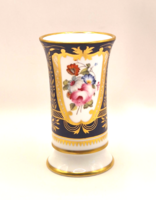 Spode angol miniatűr porcelán váza 9.5cm kobalt kél virág mintával