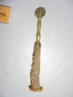 Antik derelyevágó, tésztavágó, rádli - réz fej, agancs nyél