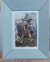 Kis színezett metszet 20x24 cm kerettel
