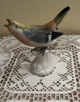 Ritka,Német Volkstedt porcelán madár figura. 13cm.