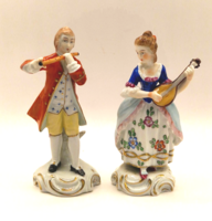 Sitzendorfi német porcelán figura elegáns hölgy és úr 10cm