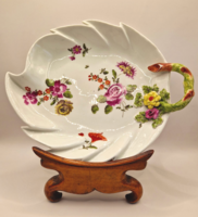 Royal Vienna bécsi virágos találó tányér levél alakú 18.sz 23.5cm