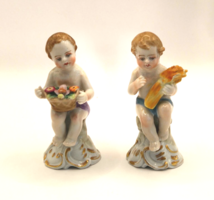 Antik putto pár évszakok kontinentális porcelán 7.5cm