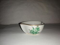 Herendi porcelán zöld mintás szív alakú gyűrűtartó alj