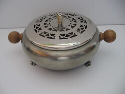 Cinn fa fogantyús illatosító, potpuri edény áttört rozsdamentes tetővel