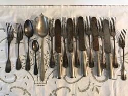 EVŐESZKÖZ - 17 db - BERNDORF -  EZÜSTÖZÖTT - 90 jelzés - ANTIK - MERŐKANÁL - 26 x 5 cm