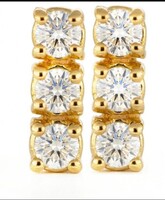 18K/750 Sárga Arany 0.60Ct Brill VVS SI  F G Természetes Fehér Gyémánt Fülbevalò