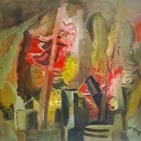 Cs.Nagy András -Táj 1980 Képcsarnokos olajfestmény 60x60cm