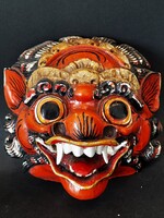 Antik faragott fa balinéz Barong maszk