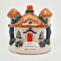 Viktoriánus Flatback Staffordshire házikó mécses tartó 13cm