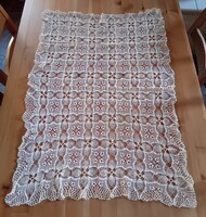 Antik kézzel horgolt cérna csipketerítő 85 x 60 cm