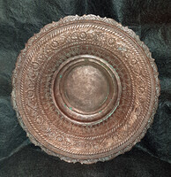Large-sized, ornate red copper planter, bowl - eastern, Indian style, impressive piece (38cm)
