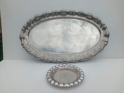 Régi ezüst színű hólyagos alpakka tálca FŐÉ jelzett + ajándék