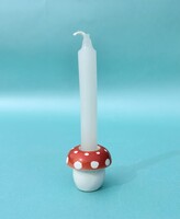 Régi ritka mini Aquincum porcelán pöttyös gomba gyertyatartó