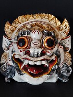 Antik faragott fa balinéz Barong maszk