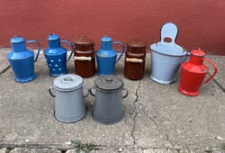 Vegyes kincsek  zománcos zsírosbödön zománcozott vendő  tejeskanna Ceglédi kanna falusi paraszti