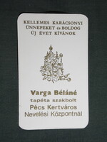 Kártyanaptár,ünnepi,Varga Béláné,Tapéta szakbolt, Pécs,1988  (2)