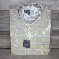 Enzo Collection bézs kockás rövidujjú férfi ing, L