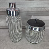 Vintage dróthálós borítású koktél készítő mixer és jégtartó