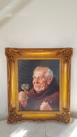 Borkóstoló szerzetes,gyönyörű keretben