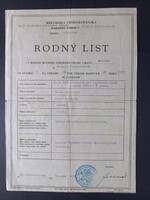 1955-ös csehszlovák születési kivonat – 1857-es adat, több pecséttel, hivatalos dokumentum