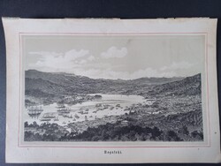 19. századi acélmetszet könyvillusztráció egy lapja, Nagasaki  23x16,5 cm