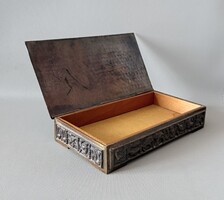 Iparművészeti Bronz/Réz Díszdoboz – Horoszkóp Jegyekkel, Fa Betéttel