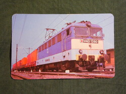 Kártyanaptár,MÁV,vasút,szállítás,V43 villanymozdony ,1989  (2)